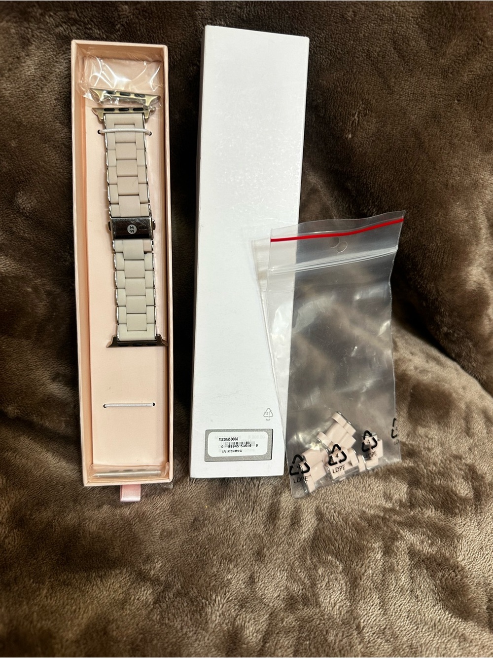 Michele Stainless Silcone Barely Pink wrapped bracelet Band for Apple Watch